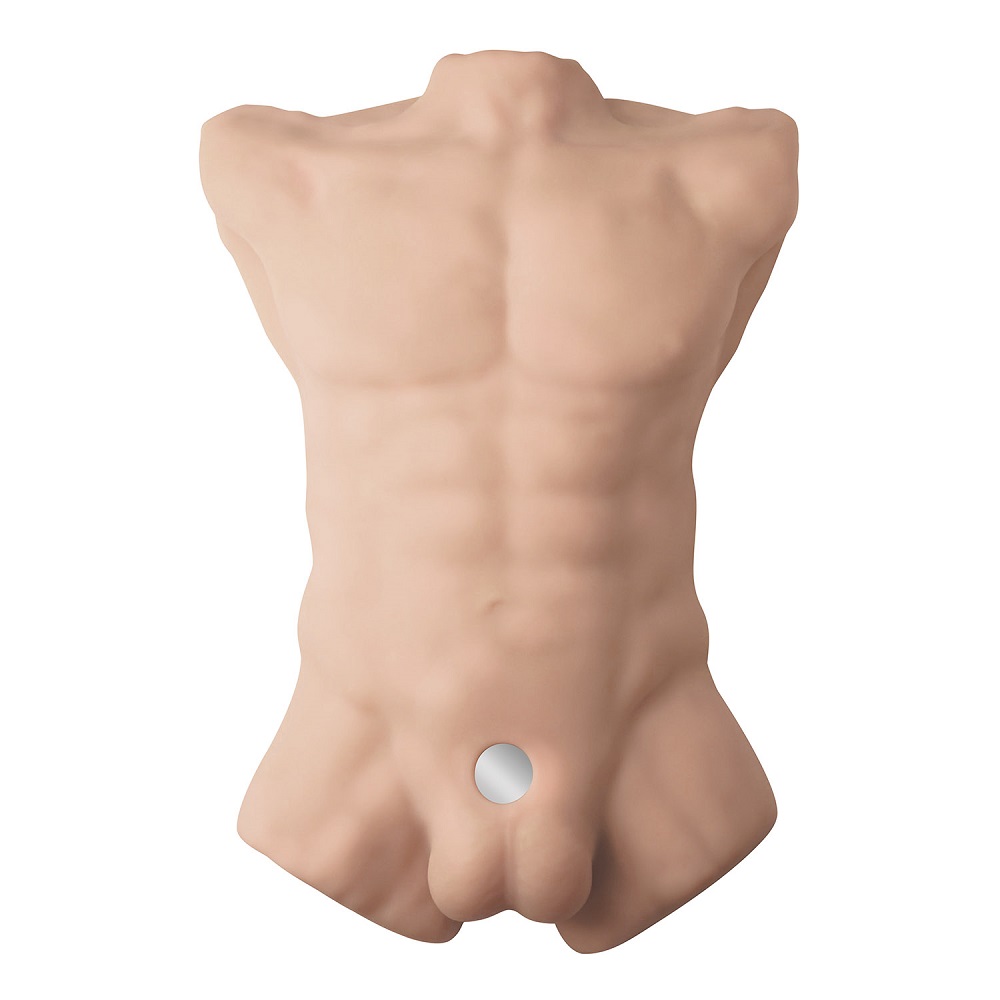SilexD Apollo Male Pleasure Doll with Interchangeable Dildo, Large realistic male chest torso in soft silicone with an inter…