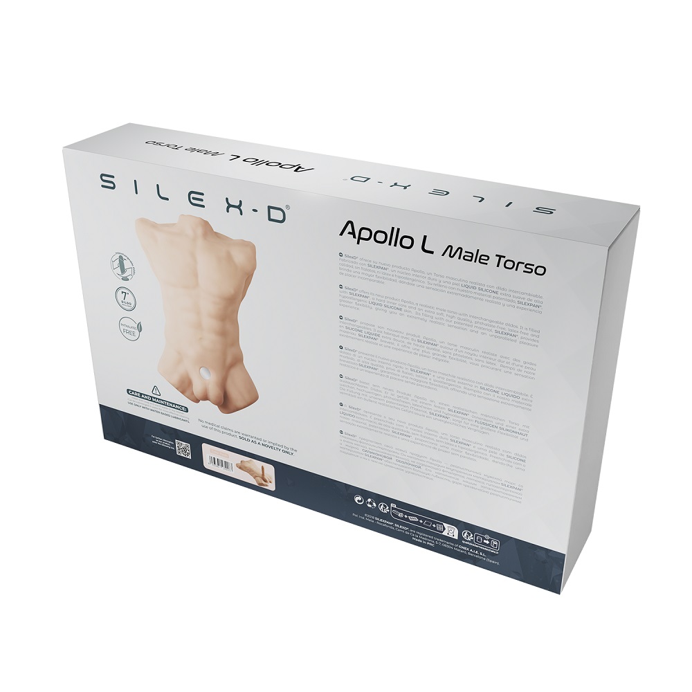 SilexD Apollo Male Pleasure Doll with Interchangeable Dildo, Large realistic male chest torso in soft silicone with an inter…