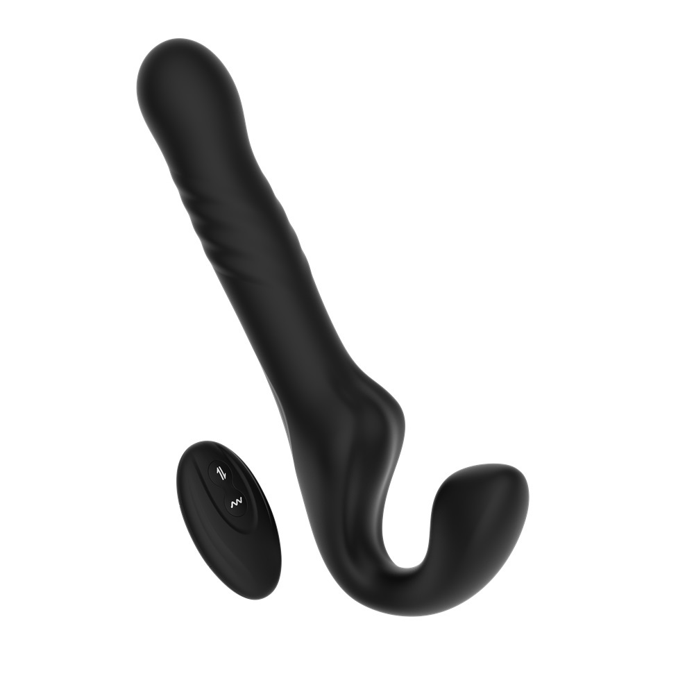 Mina Surge Remote Thrusting & Vibrating Strapless Strap On, in silicone