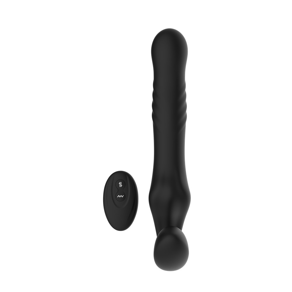Mina Surge Remote Thrusting & Vibrating Strapless Strap On, in silicone