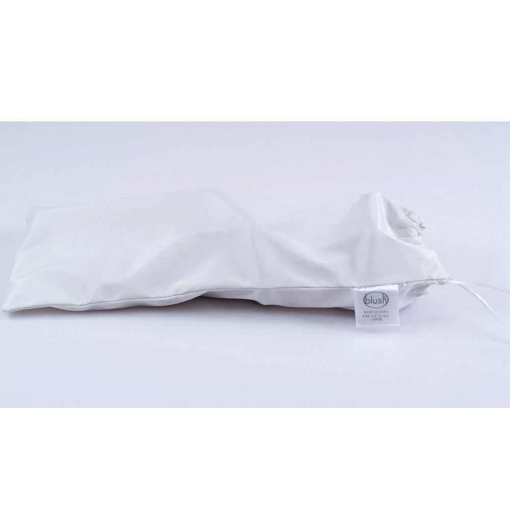 Safe Sex Anti-Bacterial Toy Bag Large, Large plain drawstring storage pouch with a satiny-smooth fabric finish, close-up det…