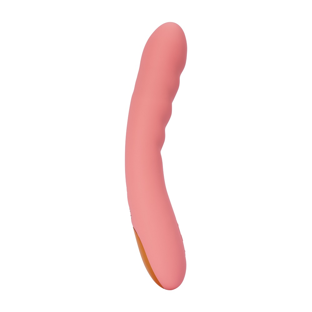 Svakom Ava Neo Interactive Thrusting Vibrator Pink, Pink G-spot vibrator with cushioned head and gently ribbed curved shaft