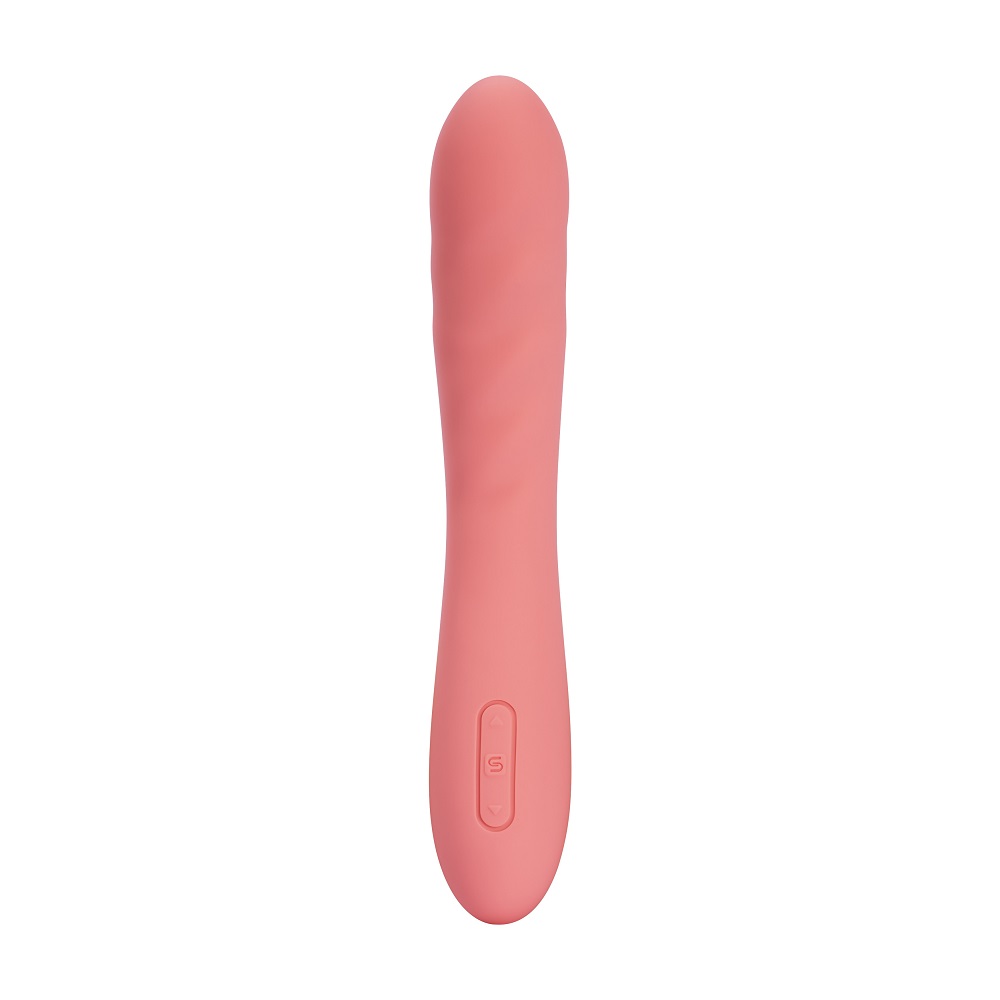 Svakom Ava Neo Interactive Thrusting Vibrator Pink, Pink G-spot vibrator with cushioned head and gently ribbed curved shaft