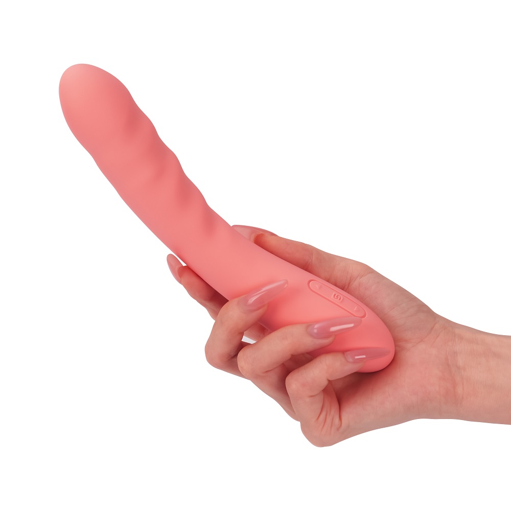 Svakom Ava Neo Interactive Thrusting Vibrator Pink, Pink G-spot vibrator with cushioned head and gently ribbed curved shaft