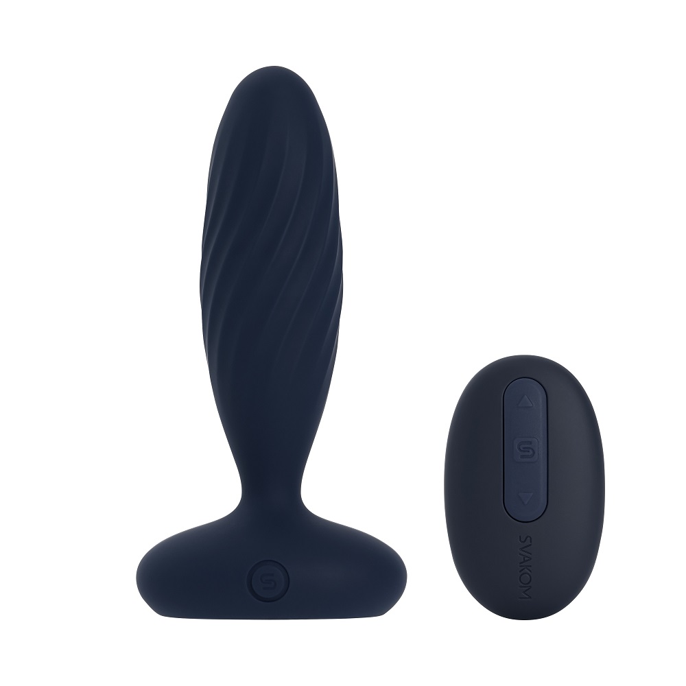 Svakom Jordan App-Controlled Thrusting Anal Vibrator, Slim anal vibrator with a rounded cushioned head and a wide flared base
