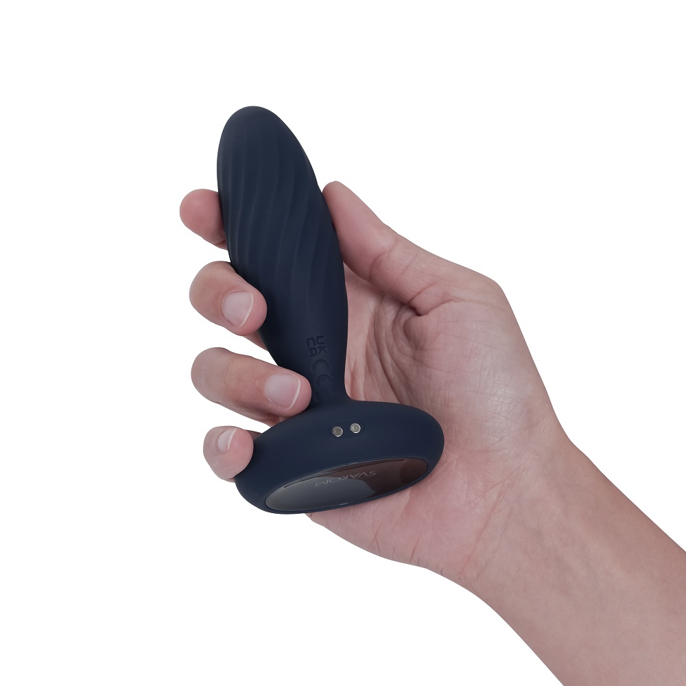 Svakom Jordan App-Controlled Thrusting Anal Vibrator, Slim anal vibrator with a rounded cushioned head and a wide flared base