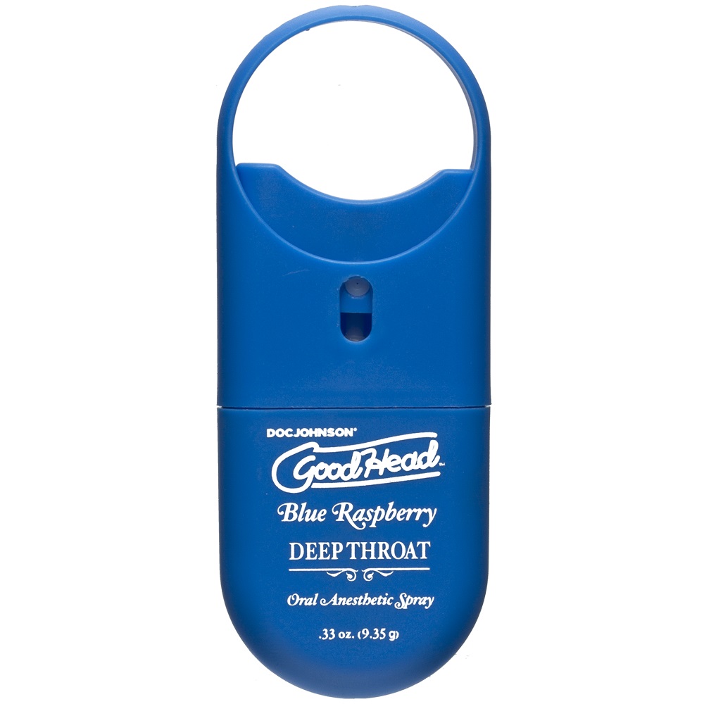 Doc Johnson GoodHead To-Go-Deep Throat Spray - Blue Raspberry, Compact blue raspberry throat spray bottle from the GoodHead…