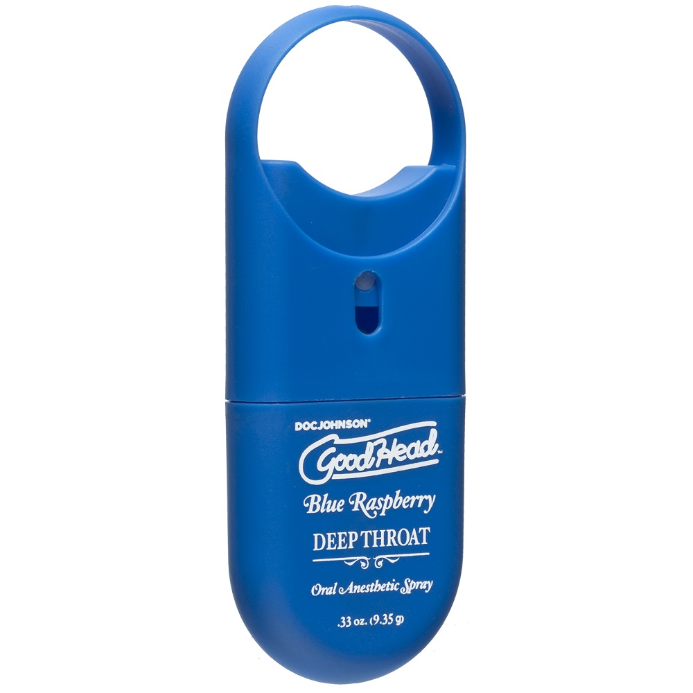 Doc Johnson GoodHead To-Go-Deep Throat Spray - Blue Raspberry, Compact blue raspberry throat spray bottle from the GoodHead…