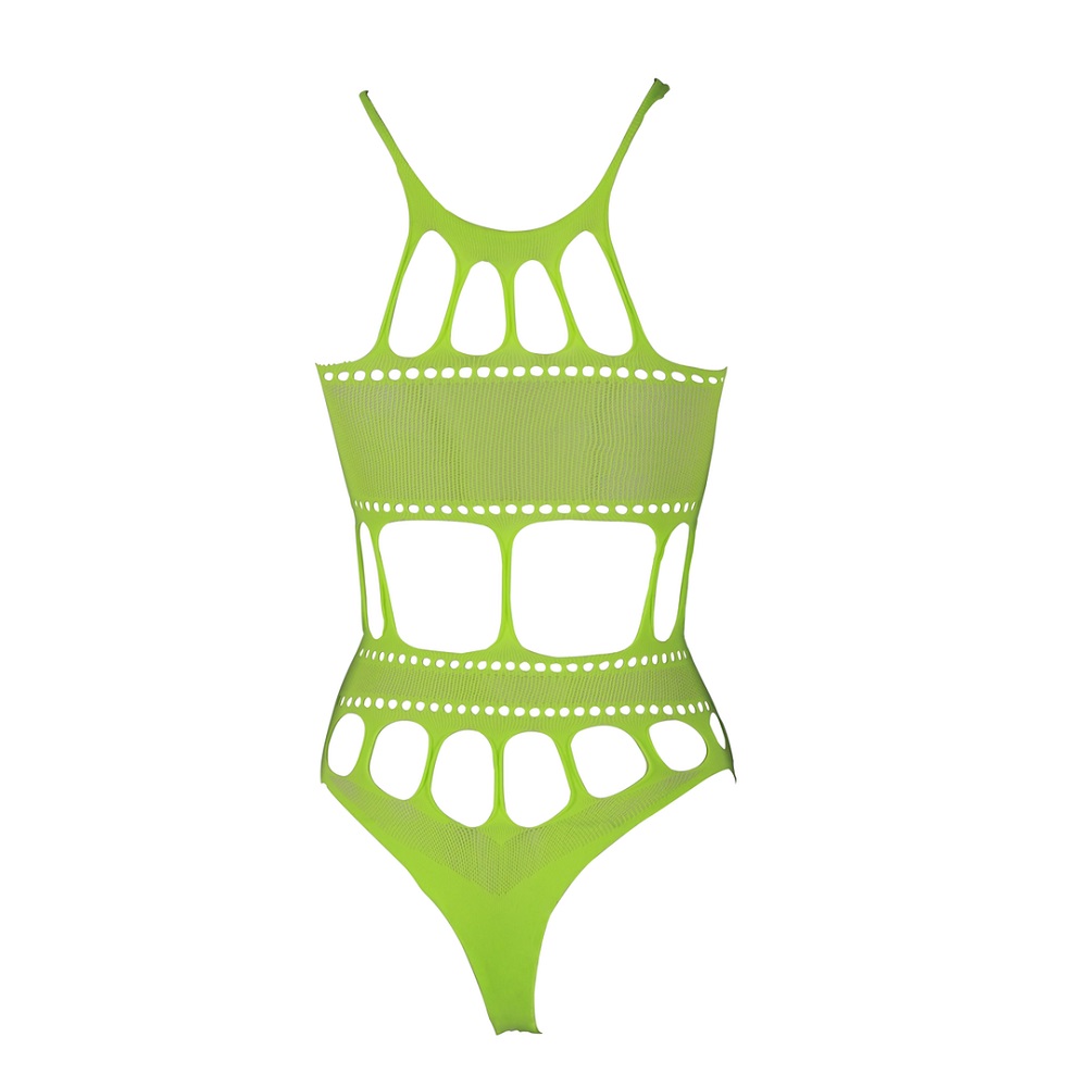 Cut Out Thong Bodysuit Neon Green Plus Size, photograph 7