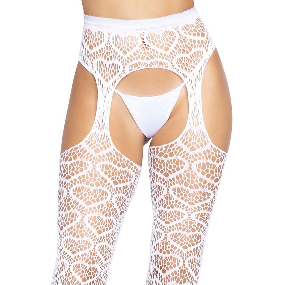Leg Avenue Heart Net Suspender Tights White, in 100% polyamide/ nylon, photograph 6