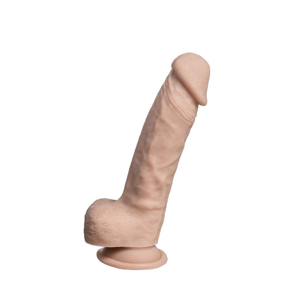 SilexD 7 inch Real Skin Liquid Silicone Dildo with Suction Cup and Balls, Realistic sculpted silicone dildo with balls and a…