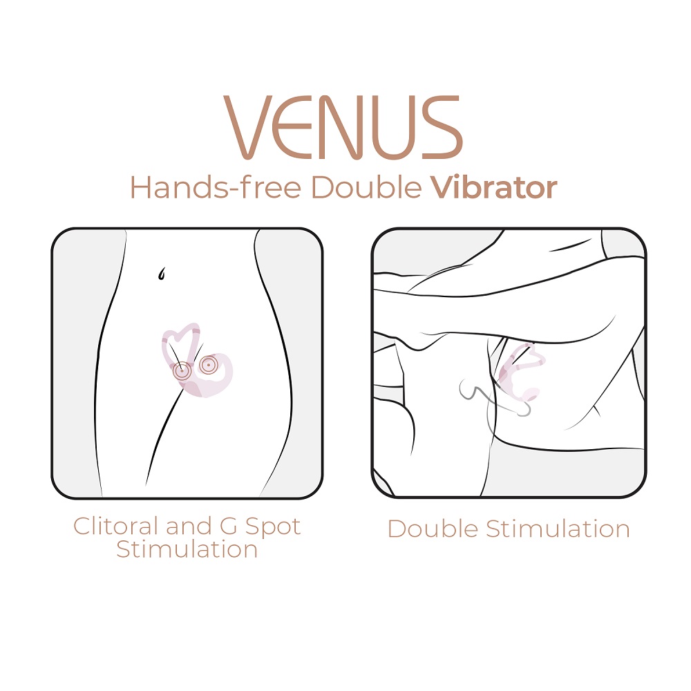 Adrien Lastic Venus Hands Free Double Vibrator, Compact hands-free double vibrator with dual arms for clitoral and internal…