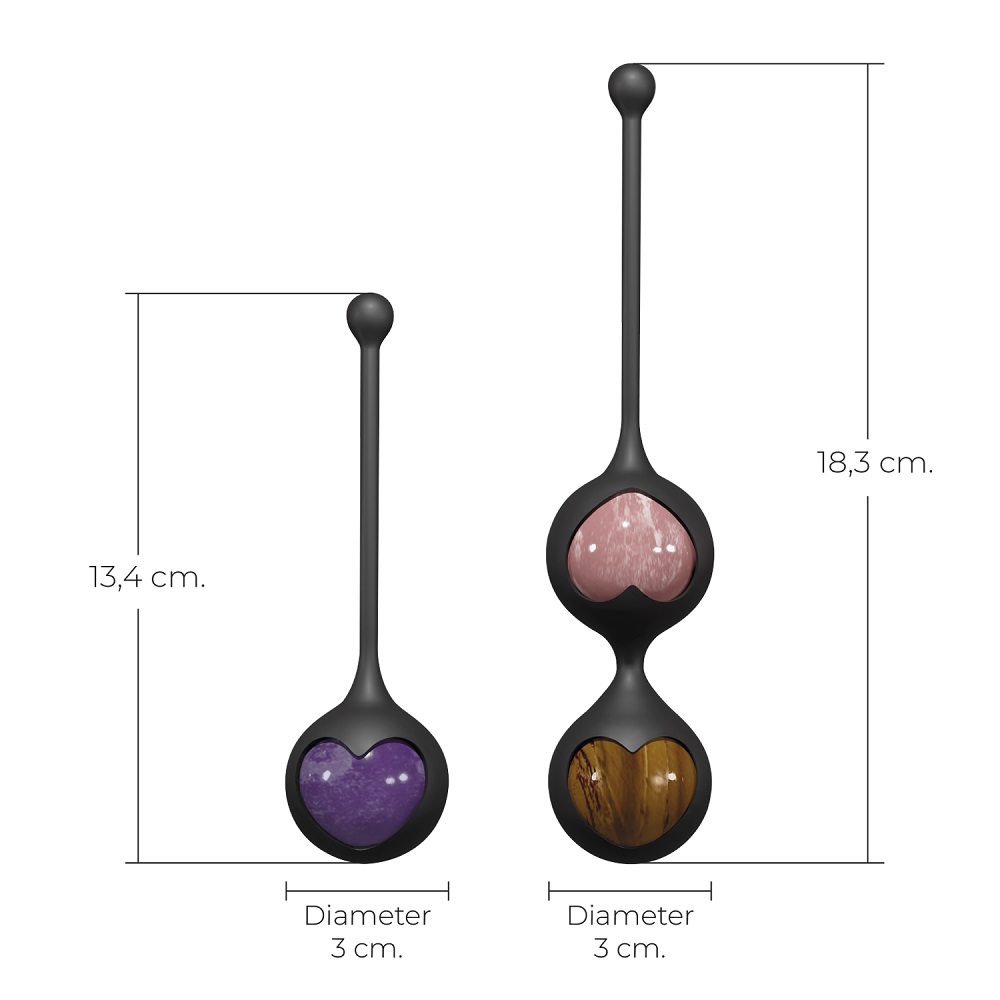 Adrien Lastic Harmony Stones Kegel Balls, Kegel training set with two silicone cases and six coloured semi-precious stones