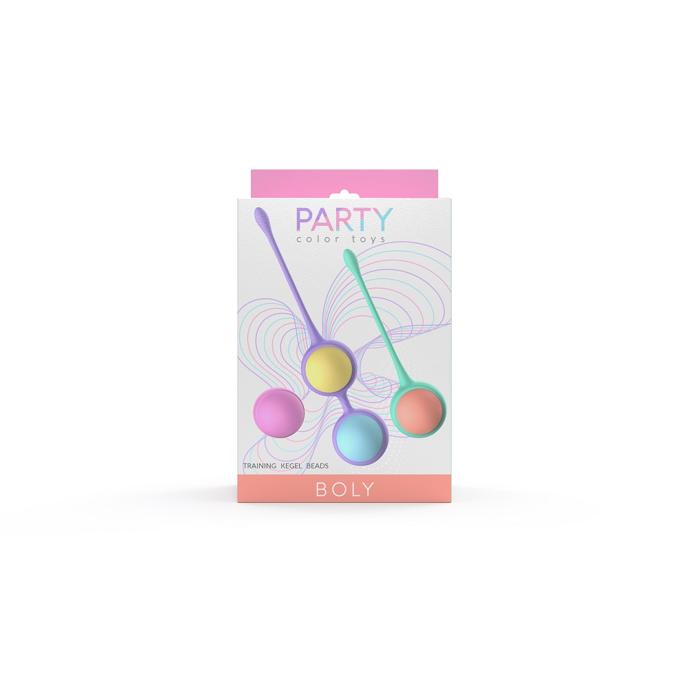 BOLY Kegel Training Beads, Set of four colourful silicone weighted balls with single and double holders