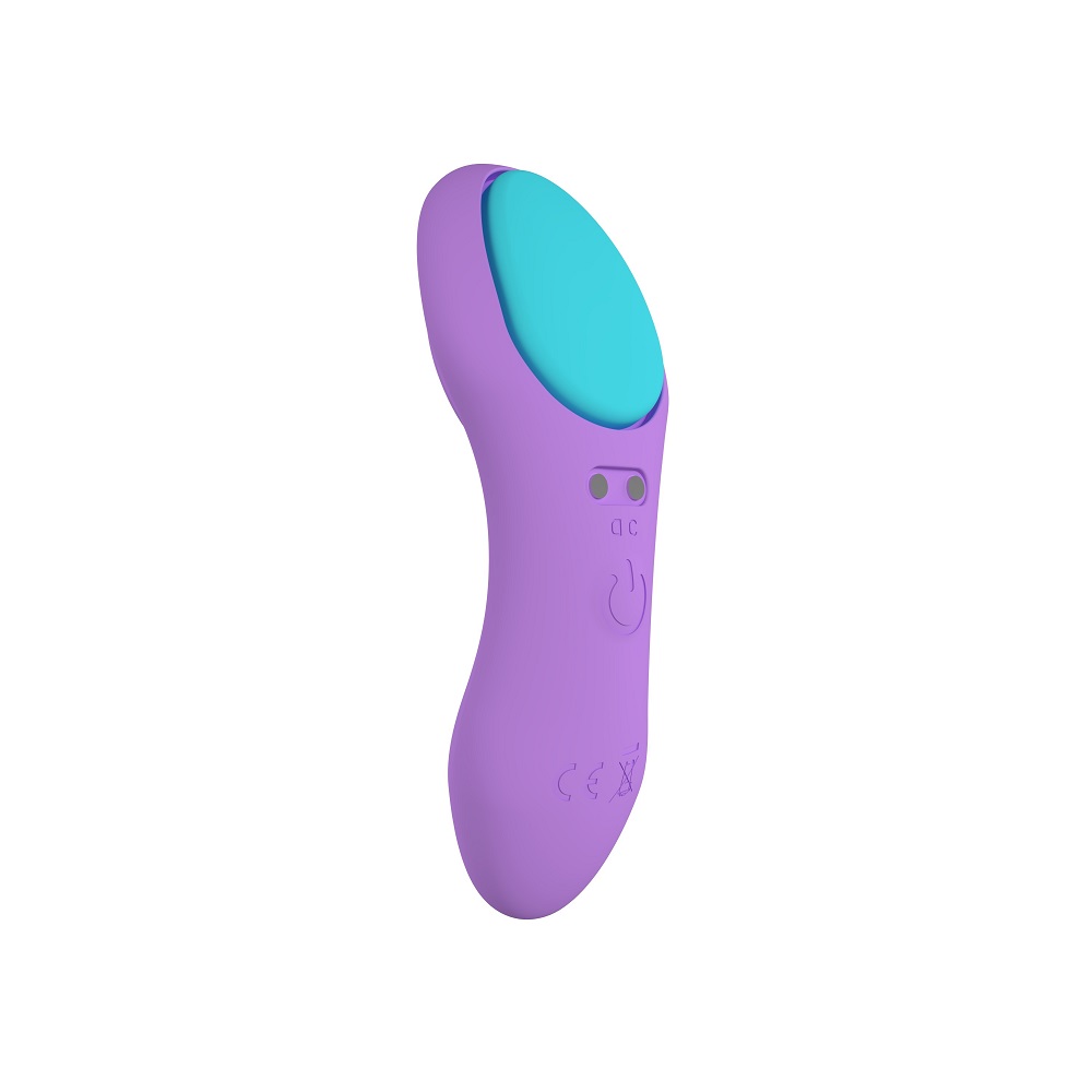 Party Color Panty Remote Control Vibrator Purple, Purple wearable panty vibrator with ergonomic curved form and magnets on t…