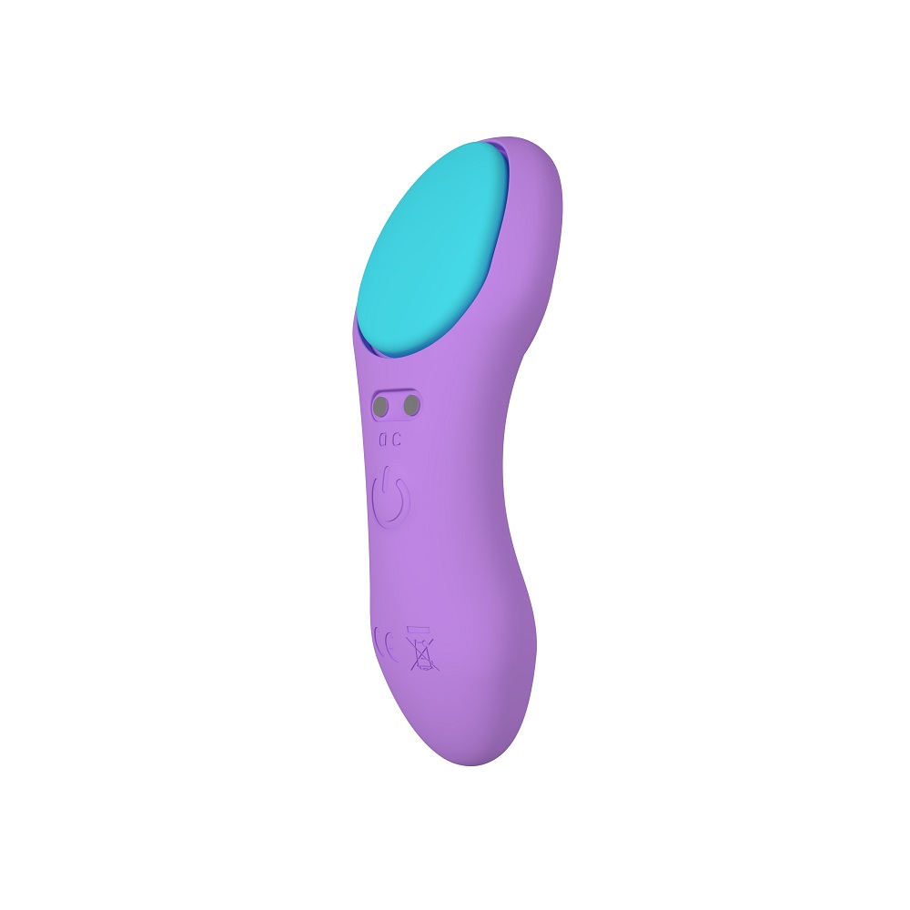 Party Color Panty Remote Control Vibrator Purple, Purple wearable panty vibrator with ergonomic curved form and magnets on t…