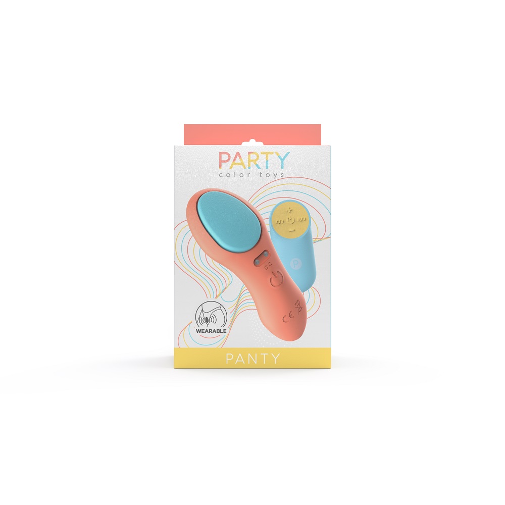 Party Color Panty Remote Control Vibrator Orange, Compact orange panty vibrator with smooth ergonomic body and matching hand…