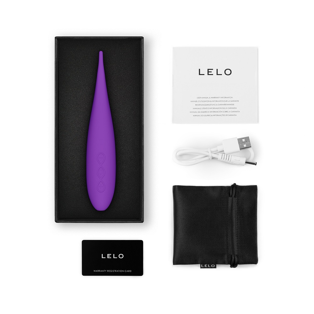 LELO DOT Travel Purple, Compact purple clitoral vibrator with soft silicone body and fine tapered pinpoint tip