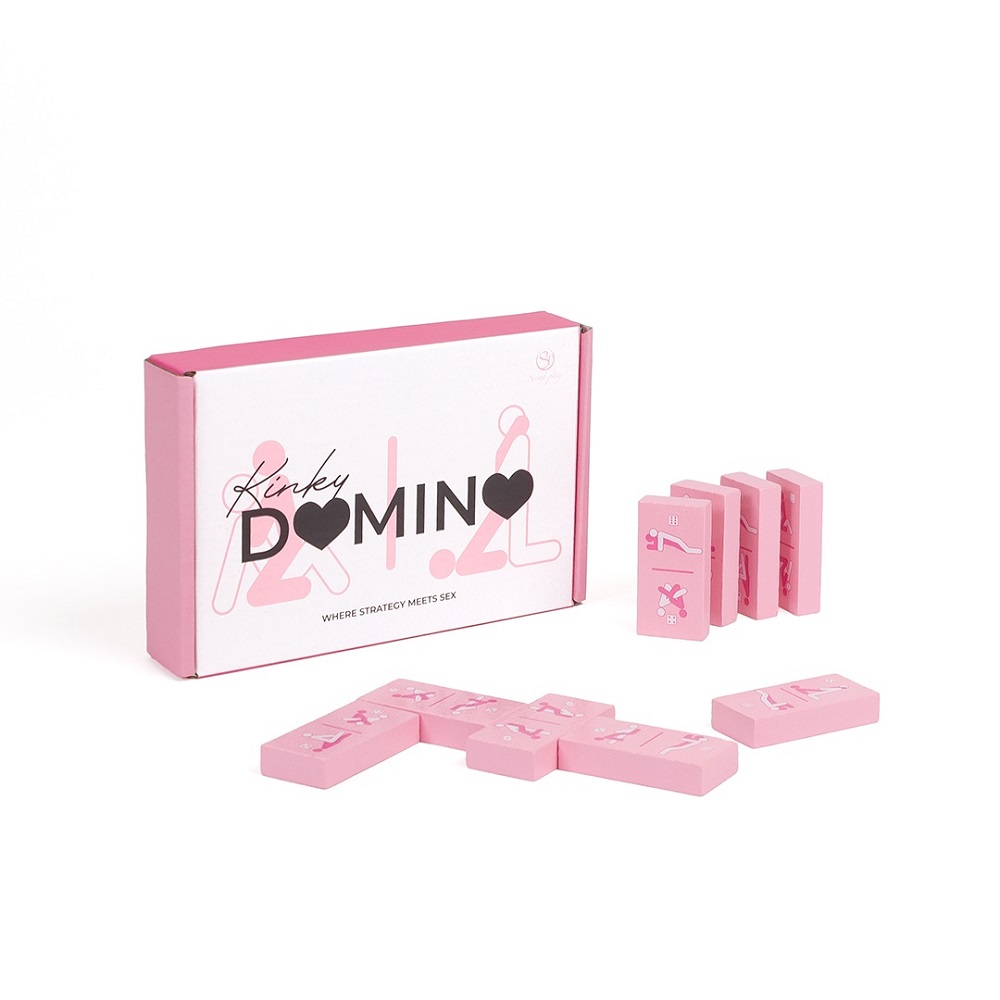 Kinky Domino Game, Boxed adult domino game containing 28 tiles printed with seven suggestive illustrations