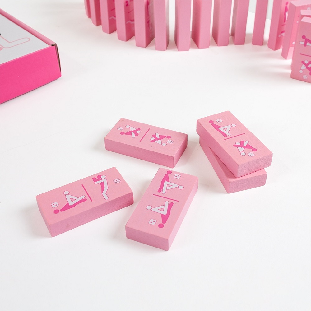 Kinky Domino Game, Boxed adult domino game containing 28 tiles printed with seven suggestive illustrations