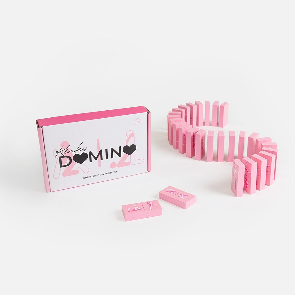 Kinky Domino Game, Boxed adult domino game containing 28 tiles printed with seven suggestive illustrations