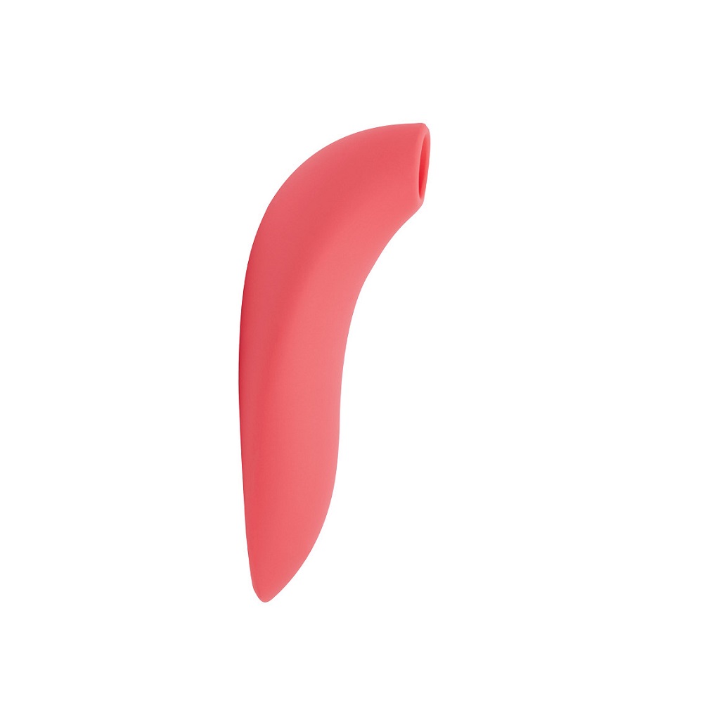 We-Vibe Melt Pink, Slim, curved pink clitoral stimulator with a rounded nozzle tip and compact ergonomic body