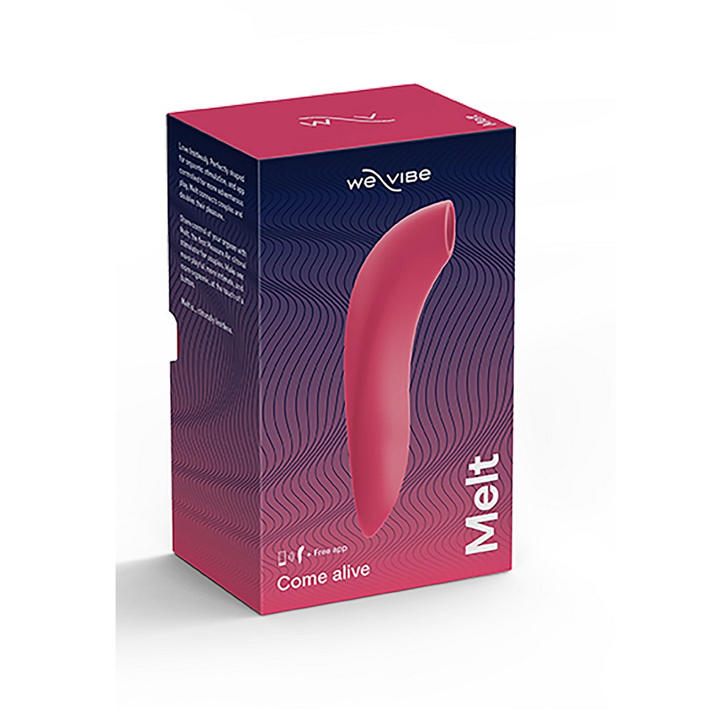 We-Vibe Melt Pink, Slim, curved pink clitoral stimulator with a rounded nozzle tip and compact ergonomic body
