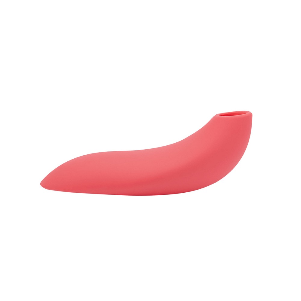 We-Vibe Melt Pink, Slim, curved pink clitoral stimulator with a rounded nozzle tip and compact ergonomic body