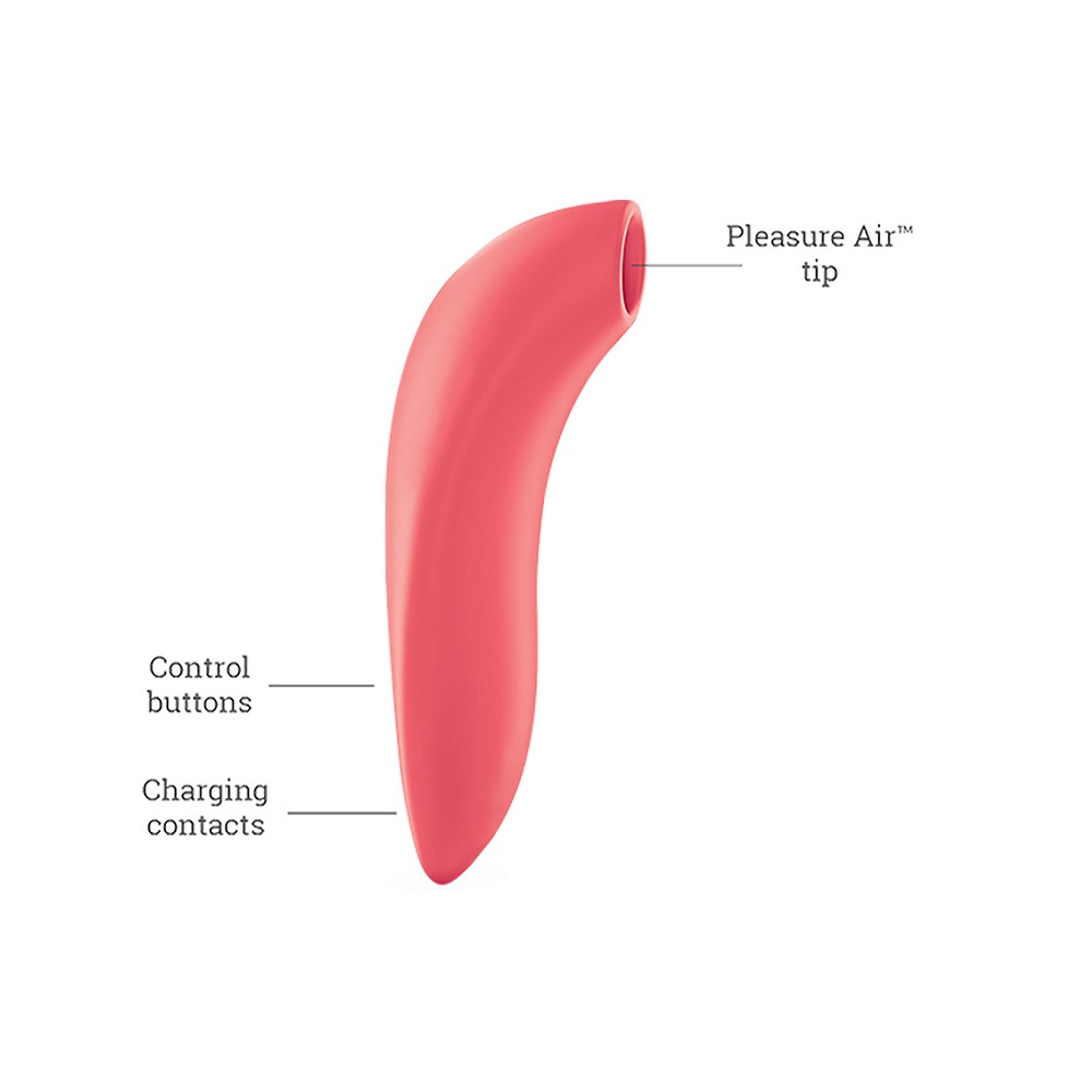 We-Vibe Melt Pink, Slim, curved pink clitoral stimulator with a rounded nozzle tip and compact ergonomic body