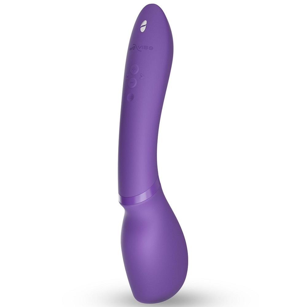 We-Vibe Wand 2 Purple, Purple cordless wand massager with a rounded flexible head and slim ergonomic handle