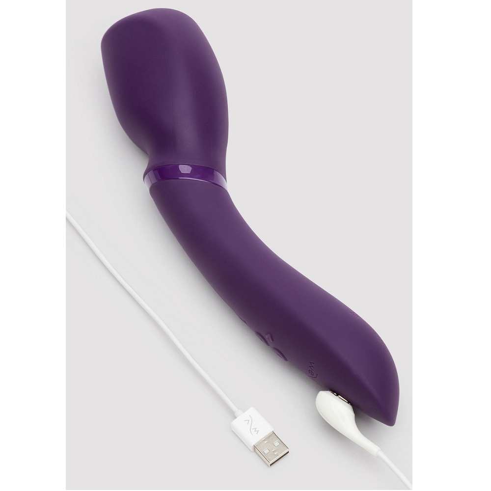 We-Vibe Wand 2 Purple, Purple cordless wand massager with a rounded flexible head and slim ergonomic handle