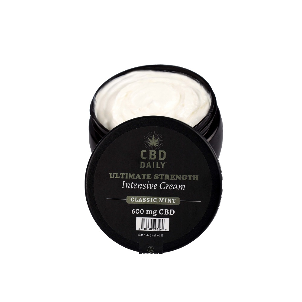 Earthly Body CBD Daily Ultimate Strength Intensive Cream Classic Mint 142g, Pot of mint-scented CBD body cream from the Eart…