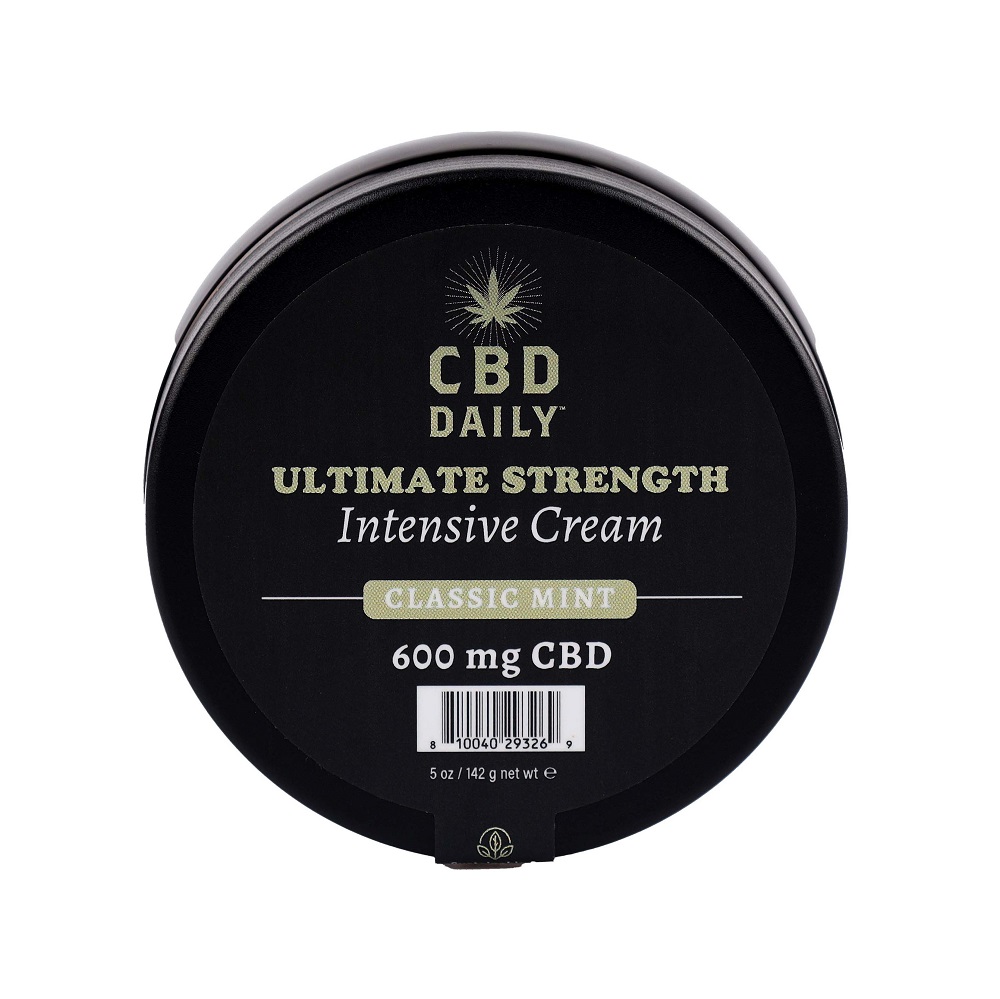 Earthly Body CBD Daily Ultimate Strength Intensive Cream Classic Mint 142g, Pot of mint-scented CBD body cream from the Eart…