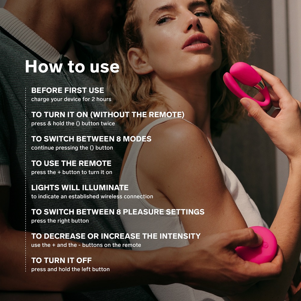 LELO Tiani 3 Couples Massager Cerise, Cerise pink silicone couples massager with a smooth flexible curved form