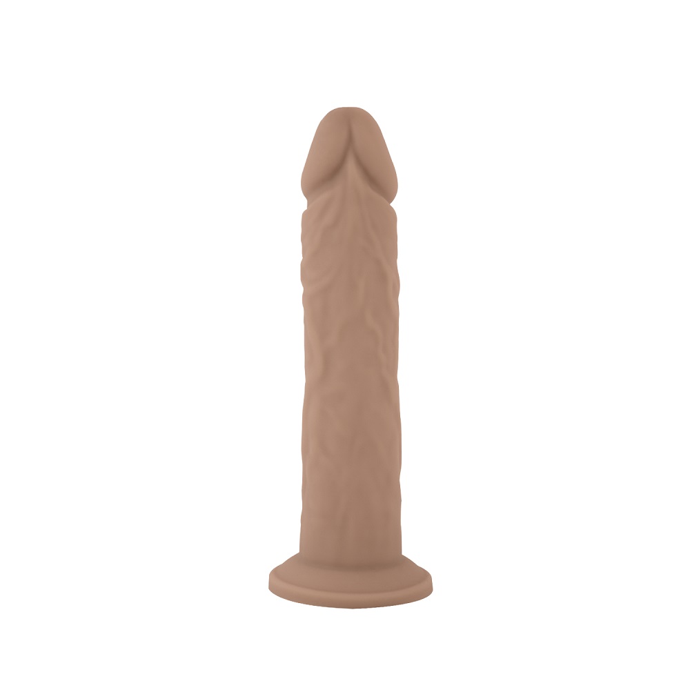 SilexD 8 inch Realistic Liquid Silicone Dildo with Suction Cup, in silicone, shown from the back