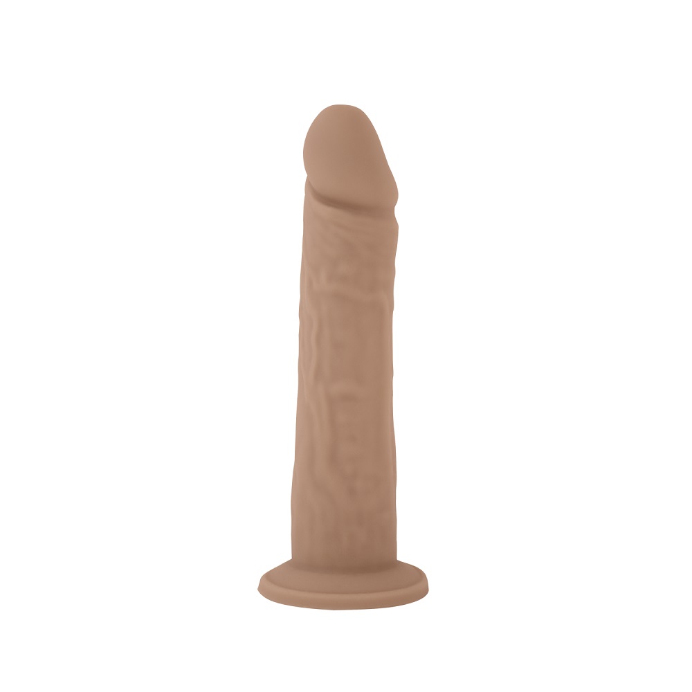 SilexD 8 inch Realistic Liquid Silicone Dildo with Suction Cup, in silicone, shown in its packaging