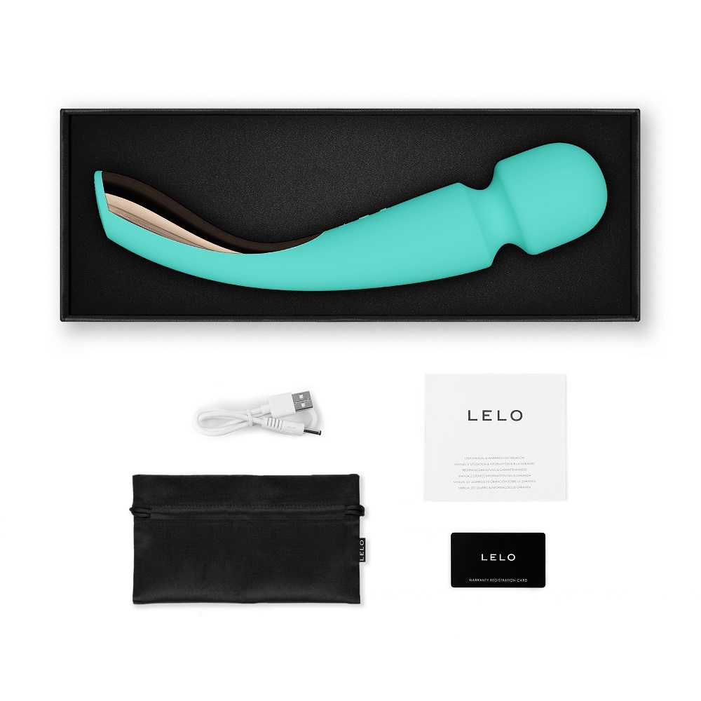 LELO Smart Wand 2 Large Aqua, in silicone/abs, shown from the back