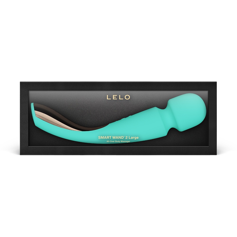 LELO Smart Wand 2 Large Aqua, in silicone/abs, shown from the side