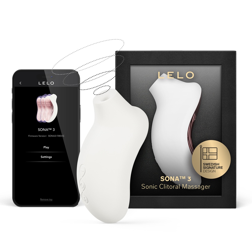 LELO Sona 3 Clitoral Massager Cream, shown in its packaging