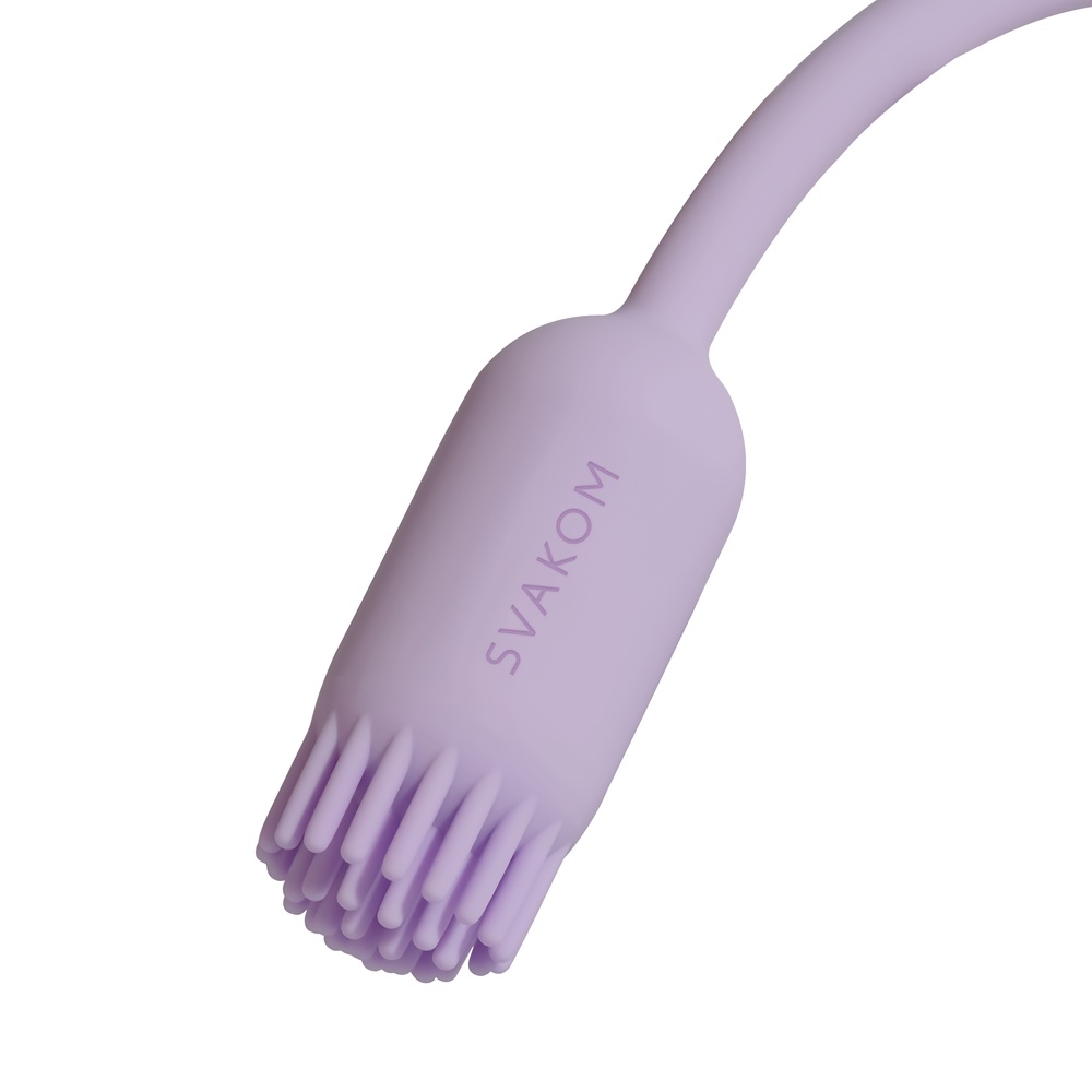 Svakom Plume Flexible Brush Tail Bullet Vibrator, shown from the side