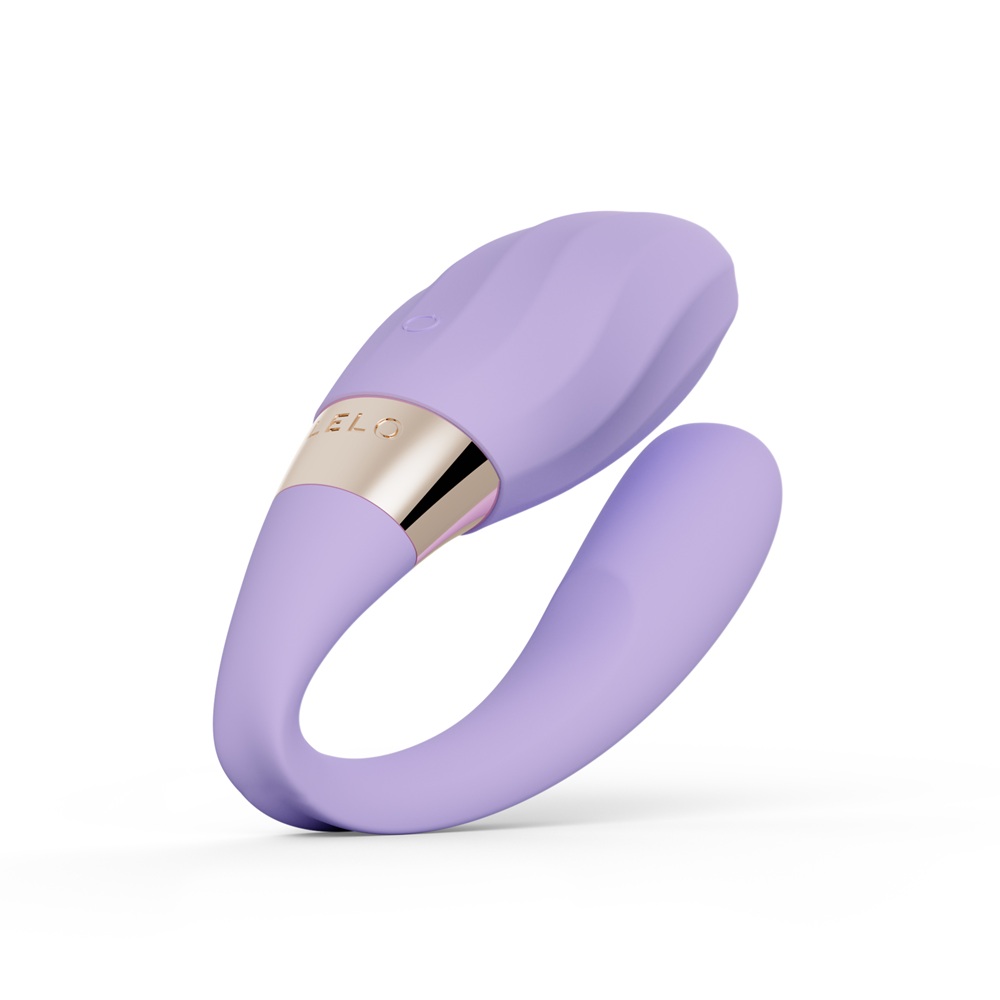 LELO Tiani Twist Couples Massager Lavender, Lavender dual-action couples' massager in soft silicone with ribbed sensory text…