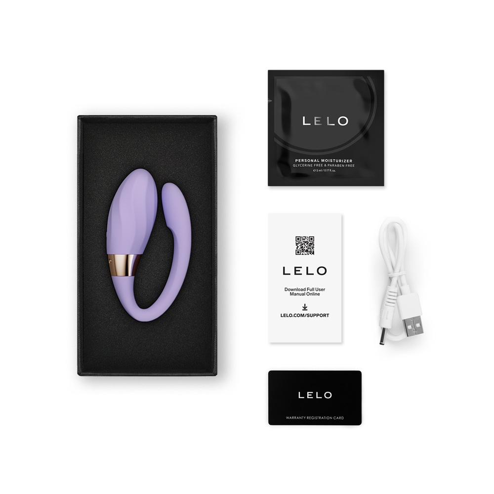 LELO Tiani Twist Couples Massager Lavender, Lavender dual-action couples' massager in soft silicone with ribbed sensory text…