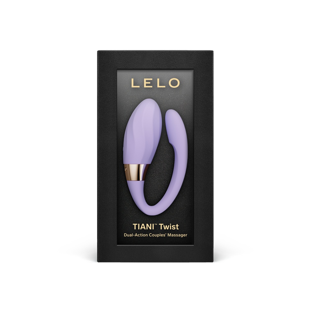 LELO Tiani Twist Couples Massager Lavender, Lavender dual-action couples' massager in soft silicone with ribbed sensory text…