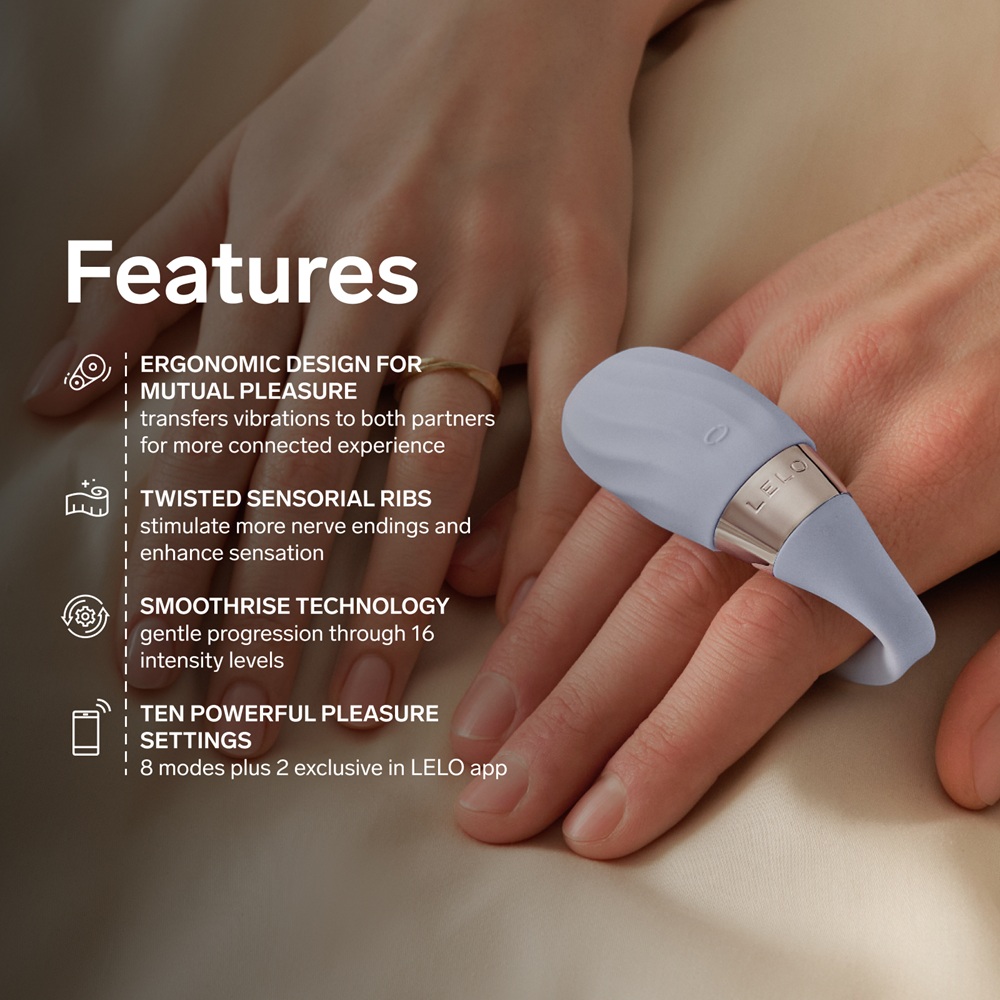 LELO Tiani Twist Couples Massager Lavender, Lavender dual-action couples' massager in soft silicone with ribbed sensory text…