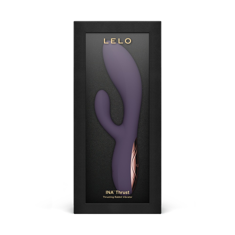 LELO Ina Thrust Thrusting Rabbit Vibrator Purple Twilight, shown from the back