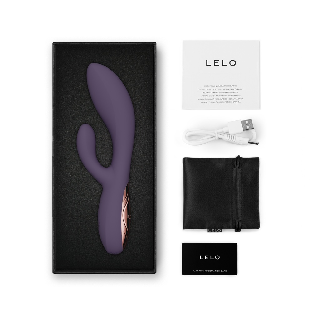 LELO Ina Thrust Thrusting Rabbit Vibrator Purple Twilight, close-up detail