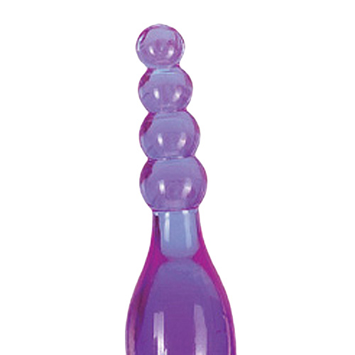 Smoothy Prober, Translucent pink double-ended probe with a smooth tip and four graduated beads, shown from the back