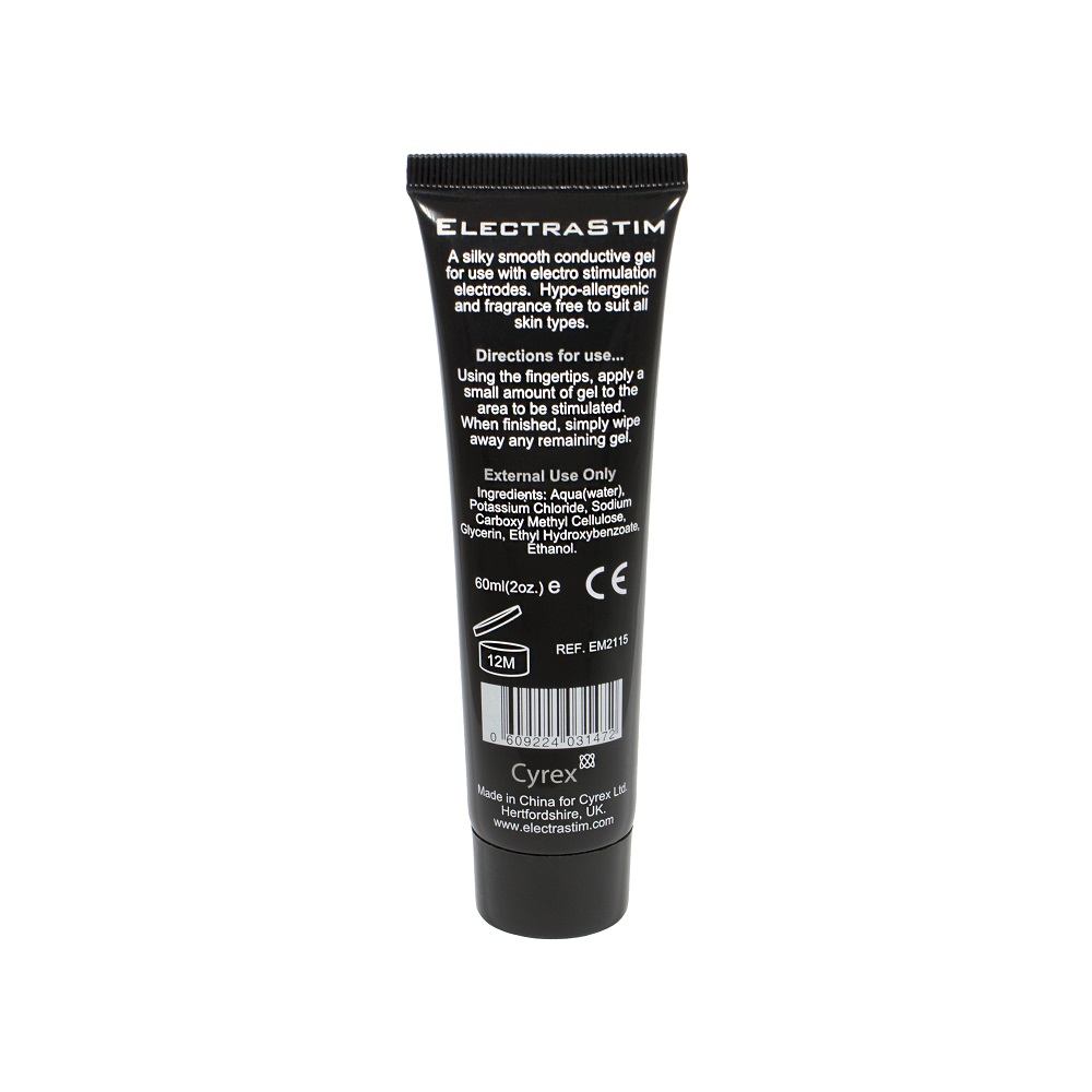 Electrastim Conductive Gel, White ElectraStim Conductive Gel tube, 60g, for electro-stimulation electrode contact, shown fro…