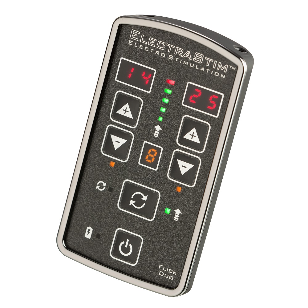 Electrastim Flick Duo Stimulator Pack EM80-E, Compact handheld electro stimulation controller with connecting cables and sel…