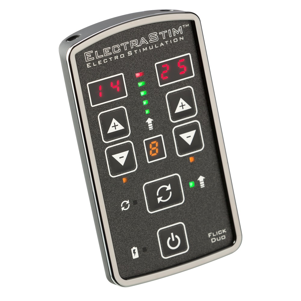 Electrastim Flick Duo Stimulator Pack EM80-E, Compact handheld electro stimulation controller with connecting cables and sel…